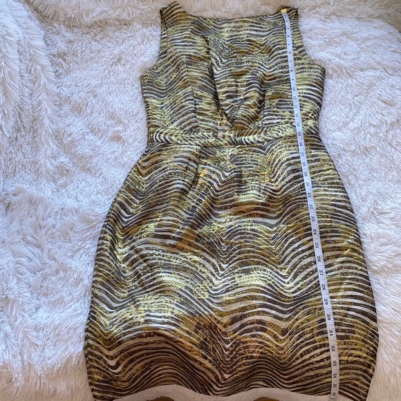 TORY BURCH Gold Silk Sleeveless Knee Length Sheath Dress Size 6 - Picture 8 of 10